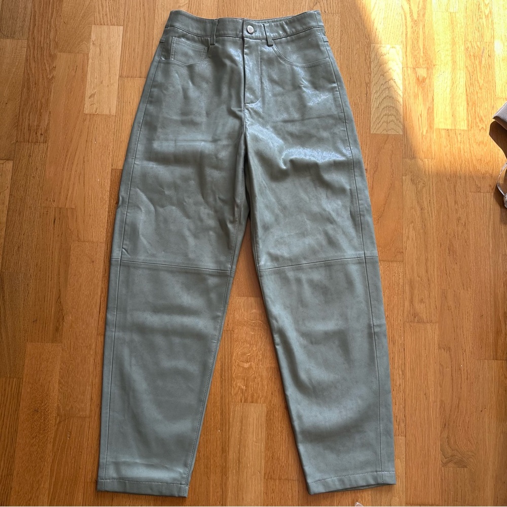 Mango faux leather tapered pants